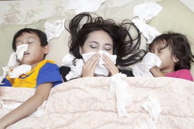 Family having flu
