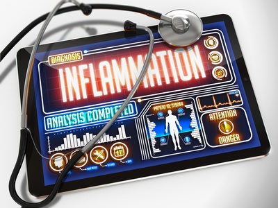Inflammation on the Display of Medical Tablet.